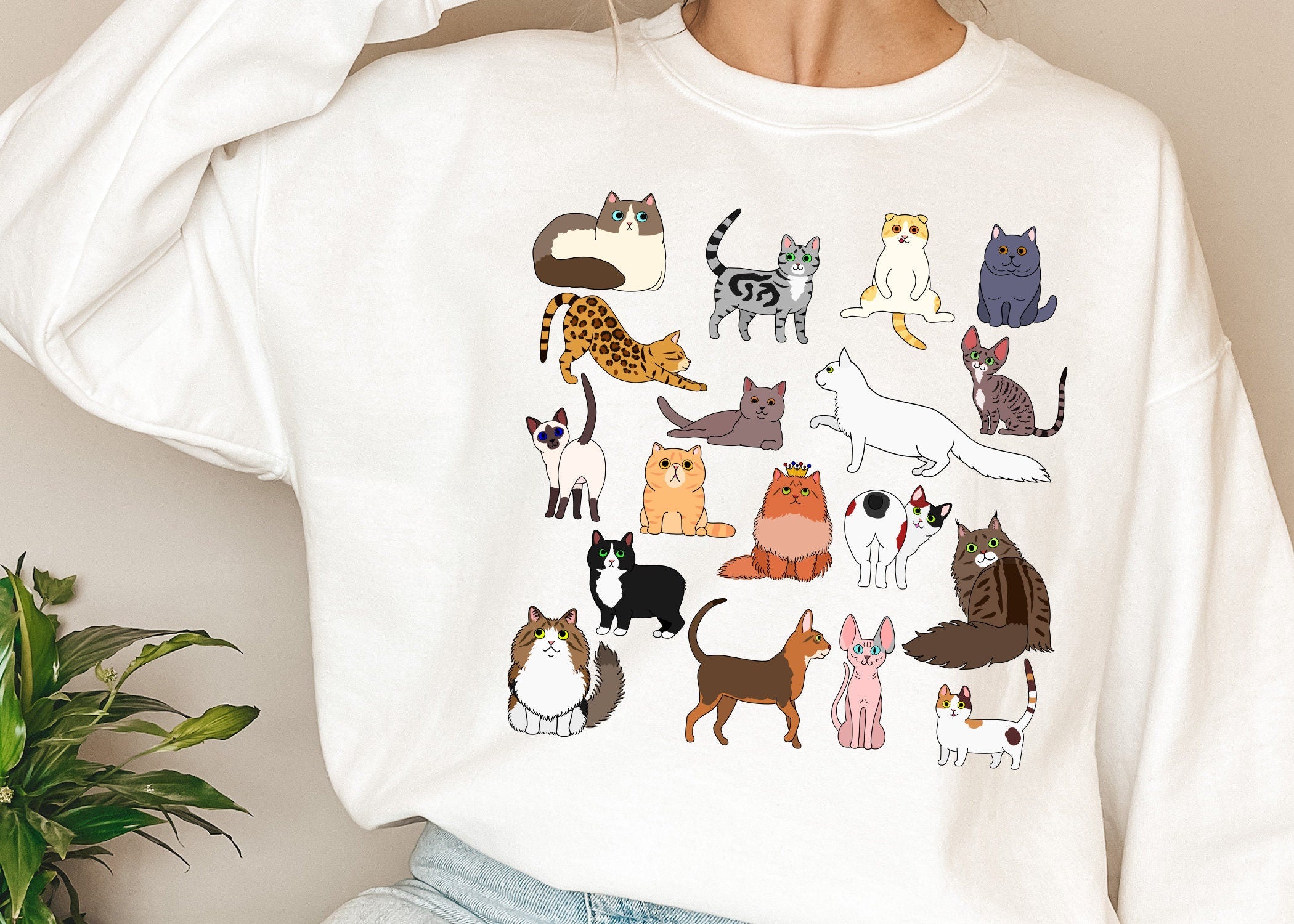 Doodle Cat Cottagecore Ca Cat Lover Teacher Birthday Unisex T-shirt, Sweatshirt, Hoodie (1)
