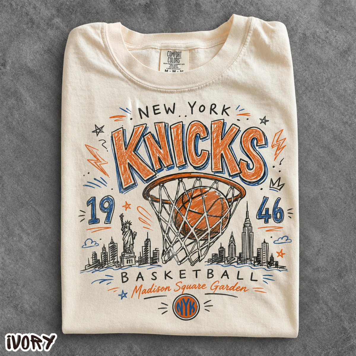 York Basketball Retro Nyc Hoops Tee Vintage Streetwear Sports Comfort Colors (1)