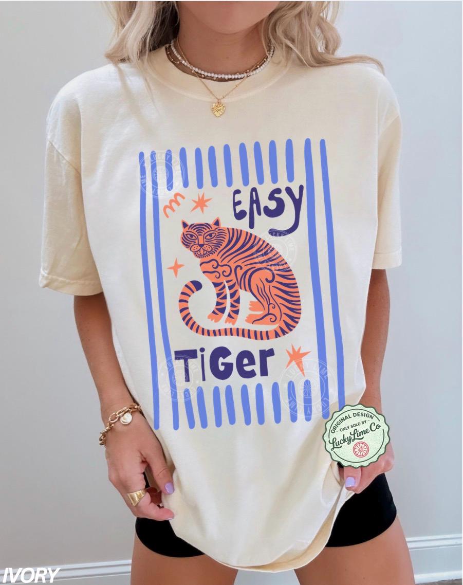 Comfort Colors Easy Tiger Retro Tiger Tiger Boho Tees Retro Vintage Tiger (1)