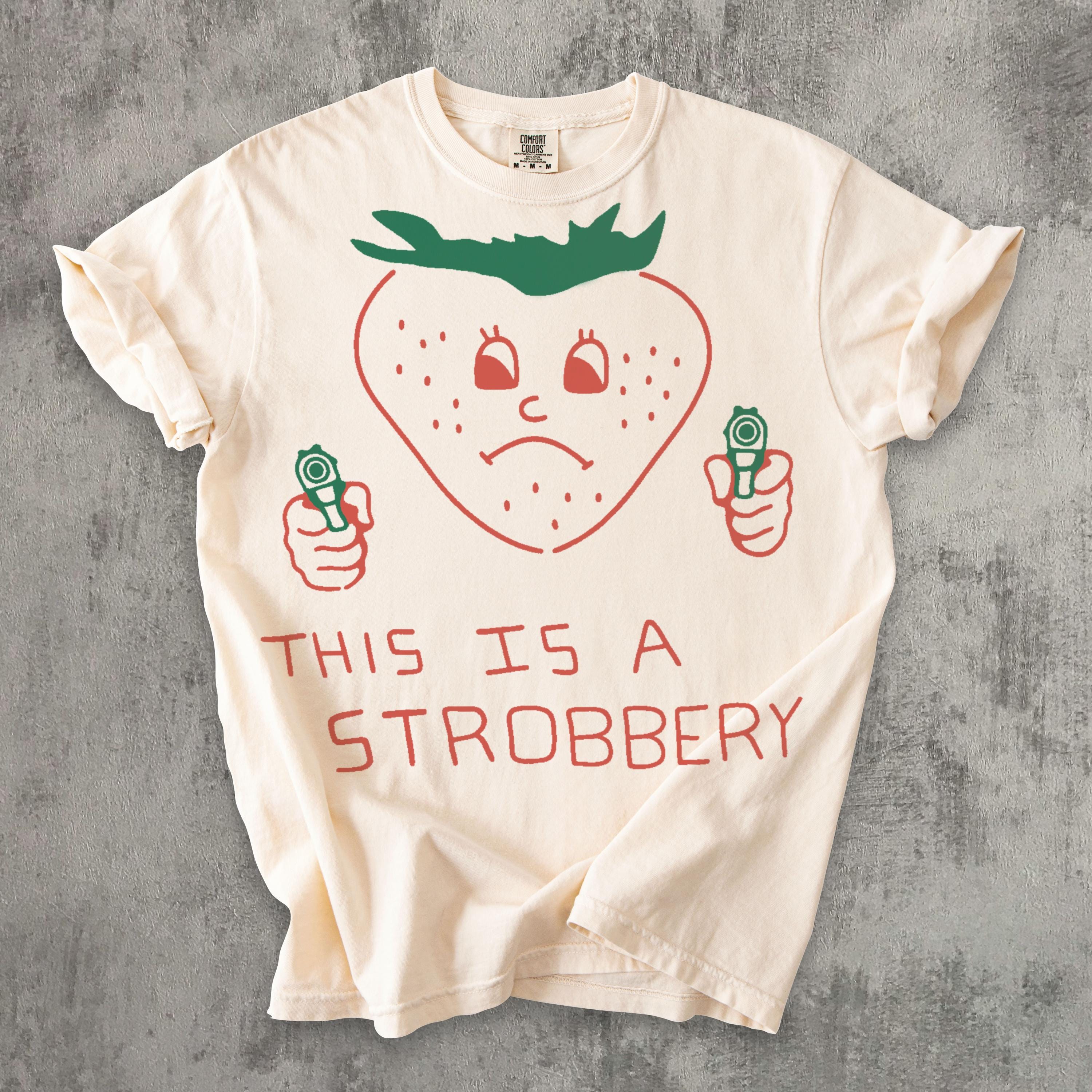 Strobbery Retro Strawberry Vintage Ironic Food Tees Weird Comfort Colors (1)