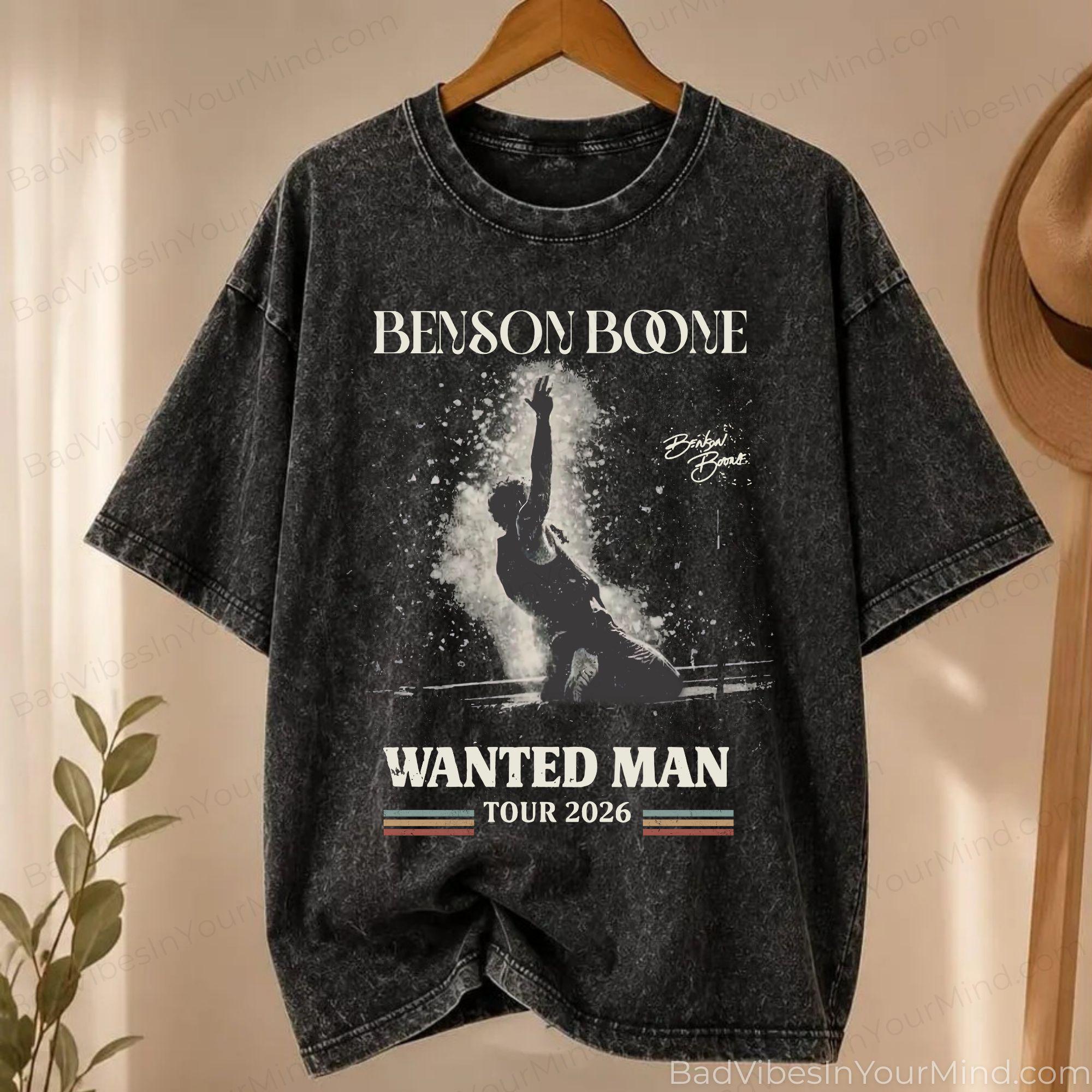 Benson Boone Wanted Man Tour 2026 Wash Benson Boone Comfort Color Retro Concer Vintage Music Fan (1)