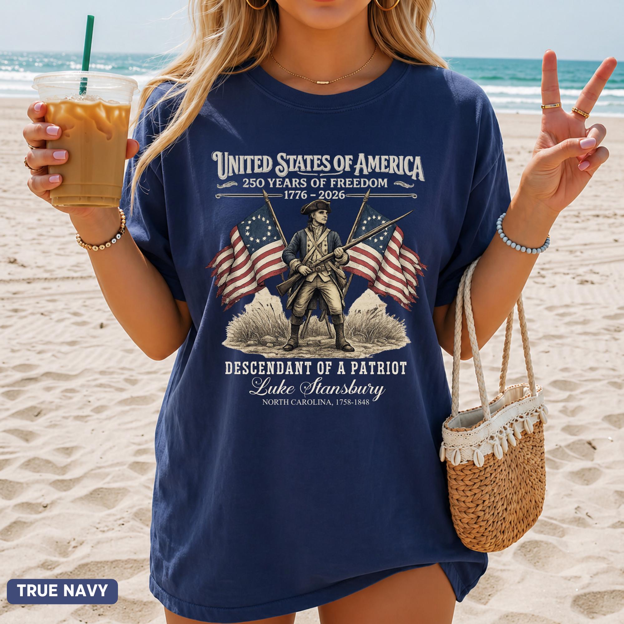 Custom Descendant Patriot Comfort Colors 250th Anniversary United States Tee 1776 2026 Historic American Heritage (1)