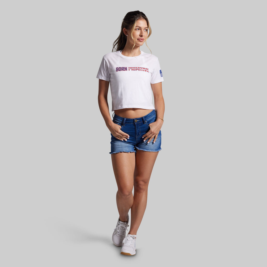 Stars and Stripes Crop Tee (White)