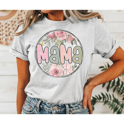 #036 - Mama Floral Pretty - Print Unisex Crew neck Tee T-shirt Hoodie Sweatshirt | PrintMintTees.com