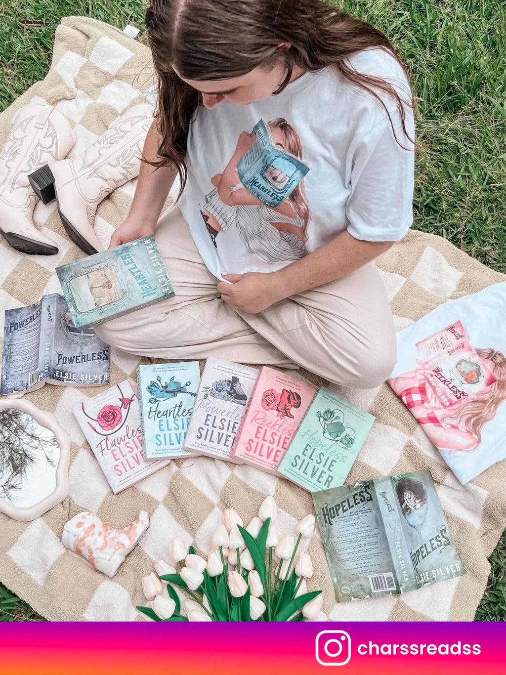 Heartless Book Elsie Silver Hestnut Springs Series Tee Cowboy Romance Book Tee Hair Color Skin Options (2)