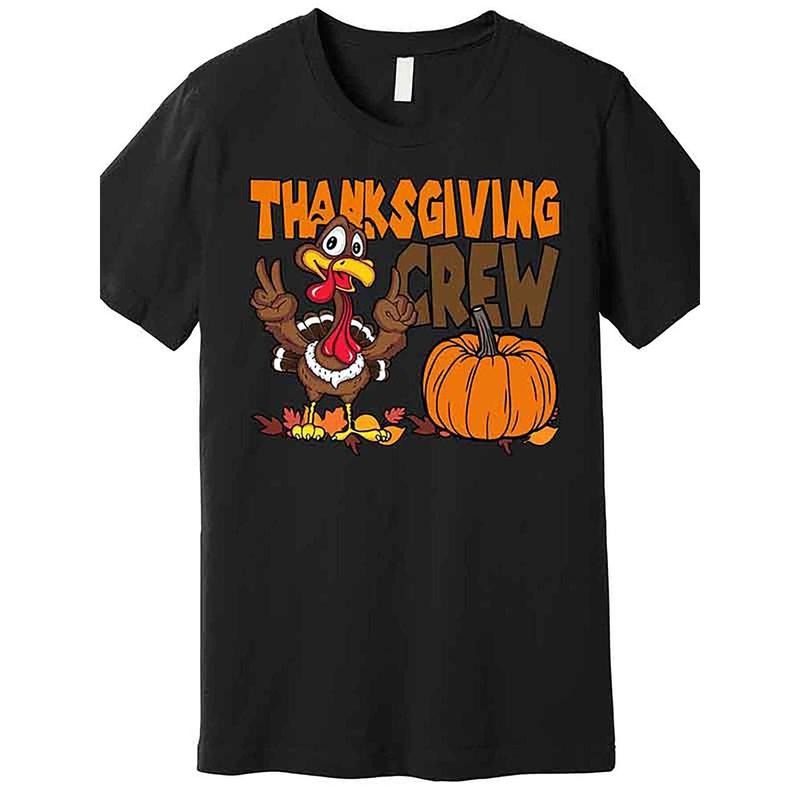 1 pc, 100% cotton T-shirt, Thanksgiving Crew Funny Turkey Fall Quality T-shirt Funny Men Short sleeve graphic T-shirt...
