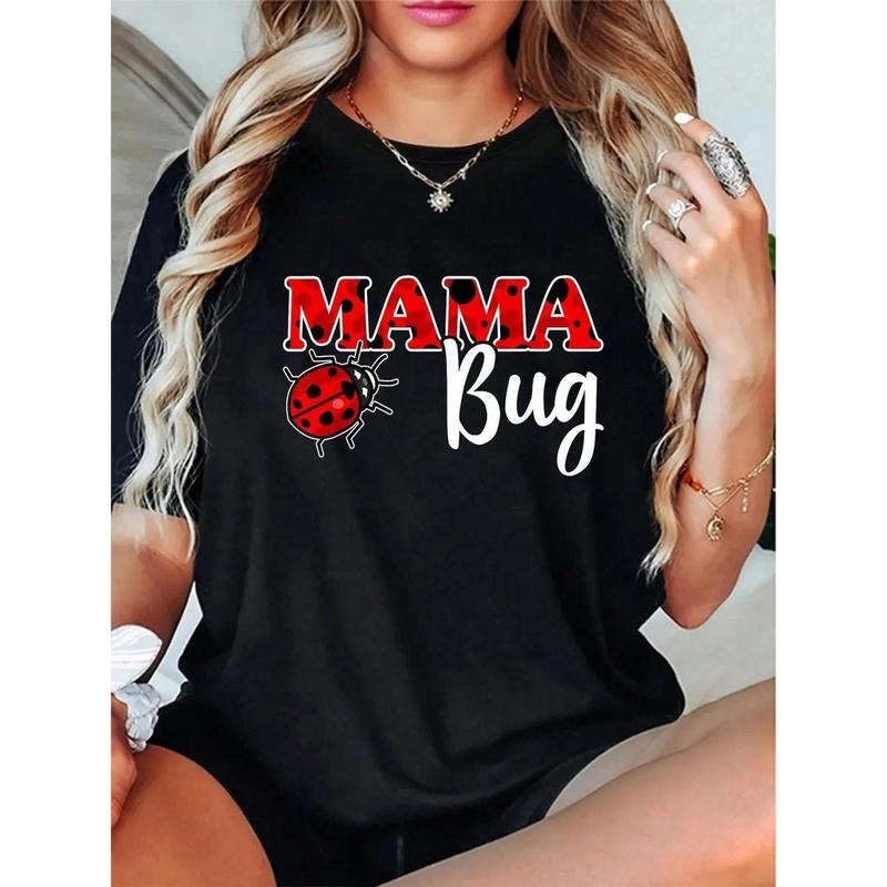 100% Casual Tshirt Ladybug Mom Of The Birthday Shirt, Mothers Day Mama Bug T-Shirt
