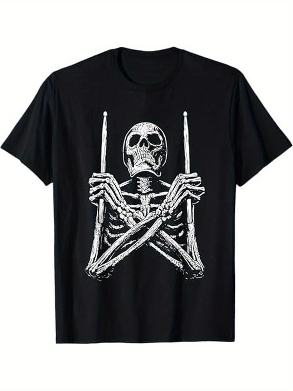 [100% Cotton] 100% Cotton Skeleton Drummer Halloween Costume T-Shirt Hoodie Sweatshirt | PrintMintTees.com