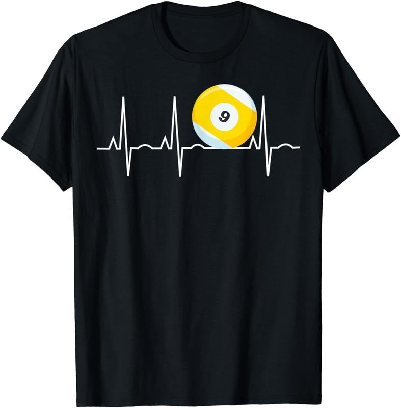 [100% Cotton] 9 Ball Heartbeat - Pool Player Nine Ball Heartbeat Snooker T-Shirt Hoodie Sweatshirt | PrintMintTees.com