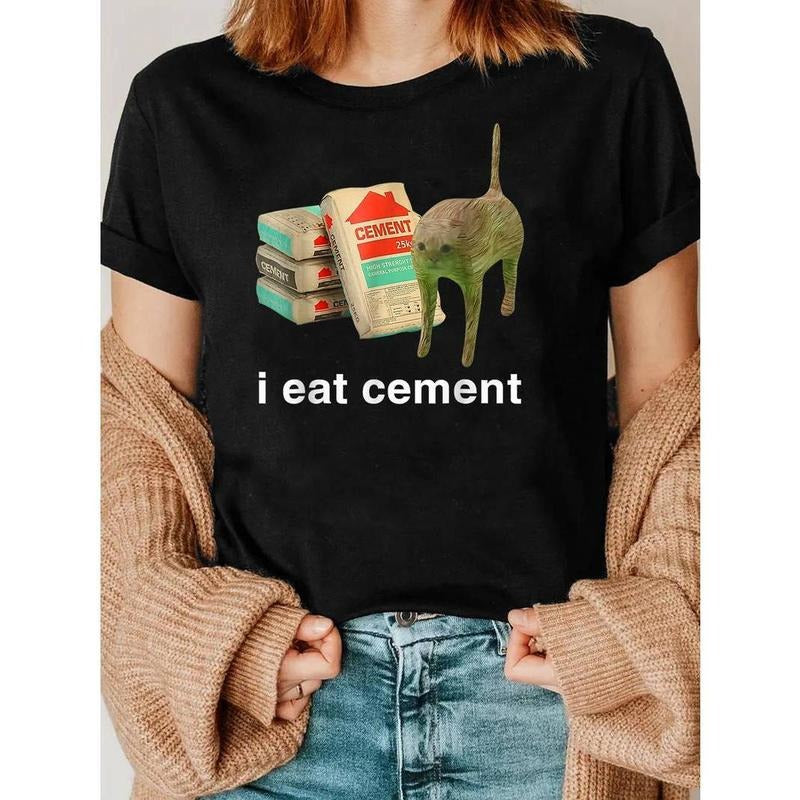 [100% Cotton] Cat Book Directed, I Eat Cement Cursed Cat Funny Weird Specific Shady Memes T-Shirts Hoodie Sweatshirt