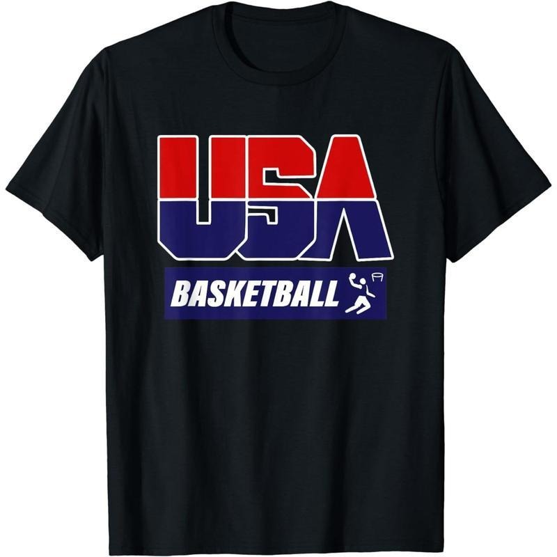 [100% Cotton] Cotton Short Sleeve Basketball 2024 USA T-Shirt for Men Women Hoodie Sweatshirt | PrintMintTees.com