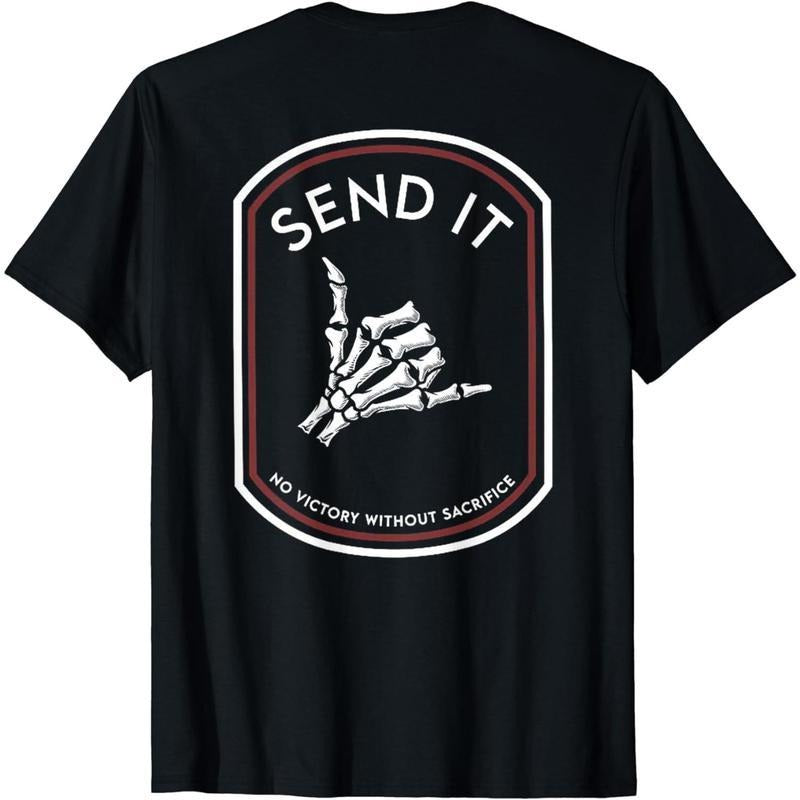 [100% Cotton] Cotton Short Sleeve Send It No Victory Without Sacrifice (on back) T-Shirt for Men Women Hoodie Sweatshirt
