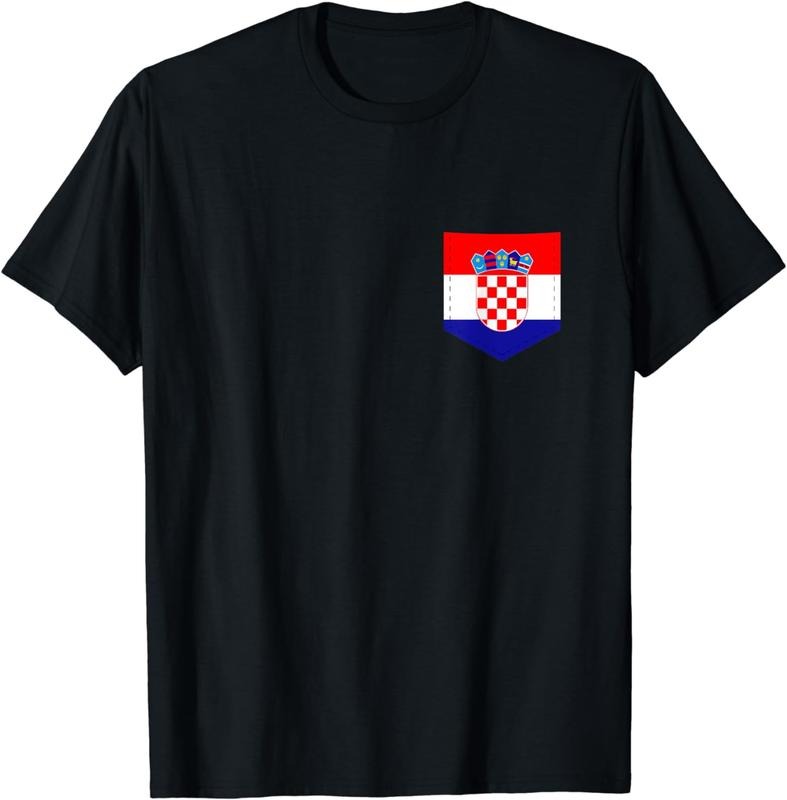 [100% Cotton] Croatia Flag T-Shirt with Printed Croatian Flag Pocket Hoodie Sweatshirt | PrintMintTees.com