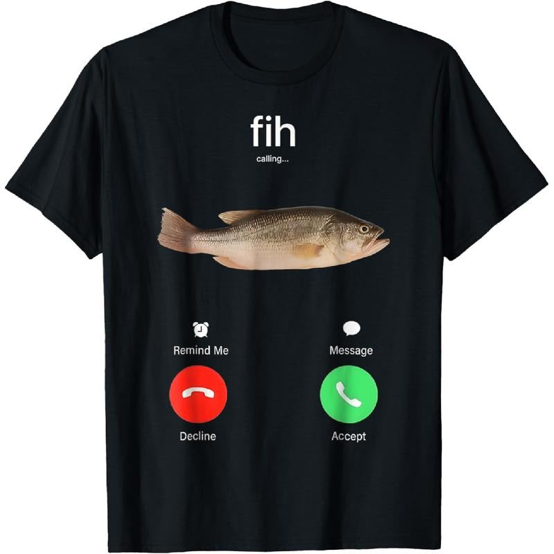 [100% Cotton] Fih Calling Remind me Message Decline Accept Phone Call Fish T-Shirt Hoodie Sweatshirt | PrintMintTees.com