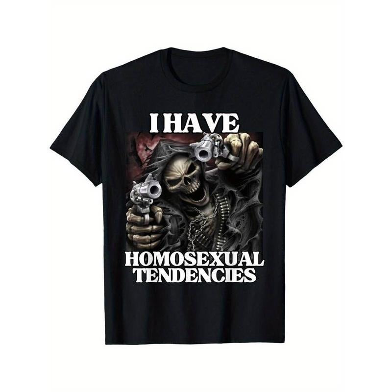 [100% Cotton] Funny Edgy Hard Skeleton Meme Cotton Crew Neck T-Shirt