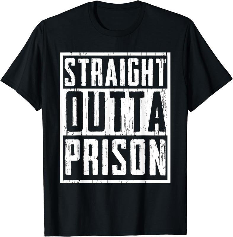[100% Cotton] Funny Straight Outta Prison Gift For Men Women Cool Prisoner T-Shirt Hoodie Sweatshirt | PrintMintTees.com