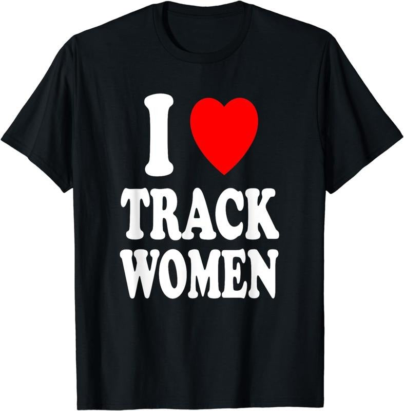 [100% Cotton] I Heart (Love) Track Women Athletic Running Sprinting T-Shirt Hoodie Sweatshirt | PrintMintTees.com
