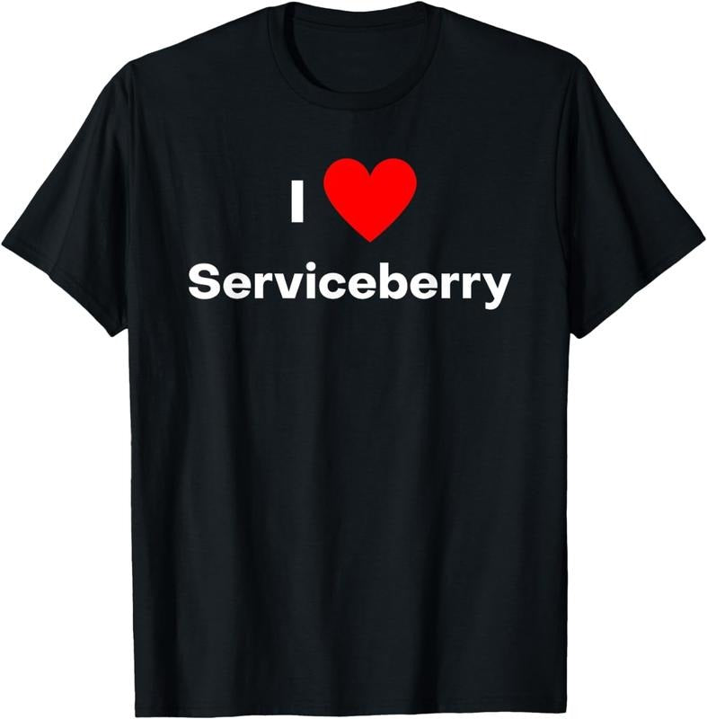 [100% Cotton] I love Serviceberry - with a red heart T-Shirt Hoodie Sweatshirt | PrintMintTees.com