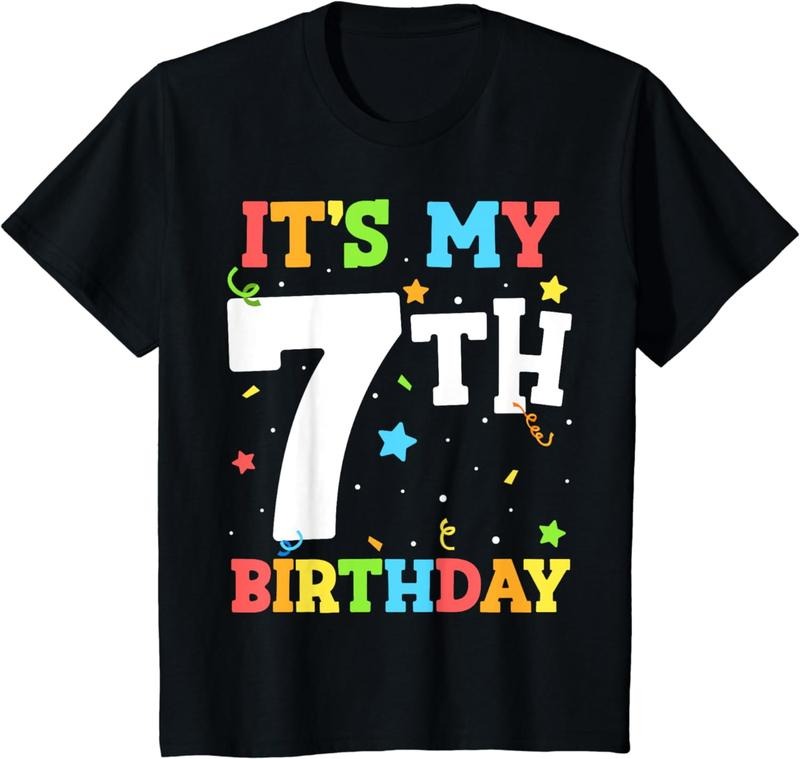 [100% Cotton] Kids It's My 7th Birthday 7 Seven Happy Birthday Boy or Girls T-Shirt Hoodie Sweatshirt | PrintMintTees.com