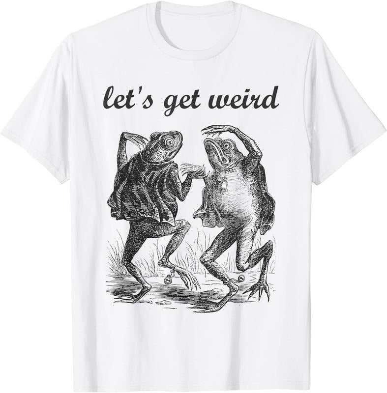 [100% Cotton] Let's Get Weird Dancing Frogs Drugs Fairy Tale Strange Dream T-Shirt Hoodie Sweatshirt | PrintMintTees.com