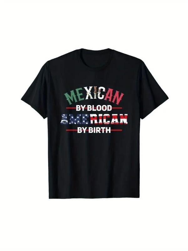 [100% Cotton] Men's "Mexican by Blood, American by Birth" Patriotic T-Shirt