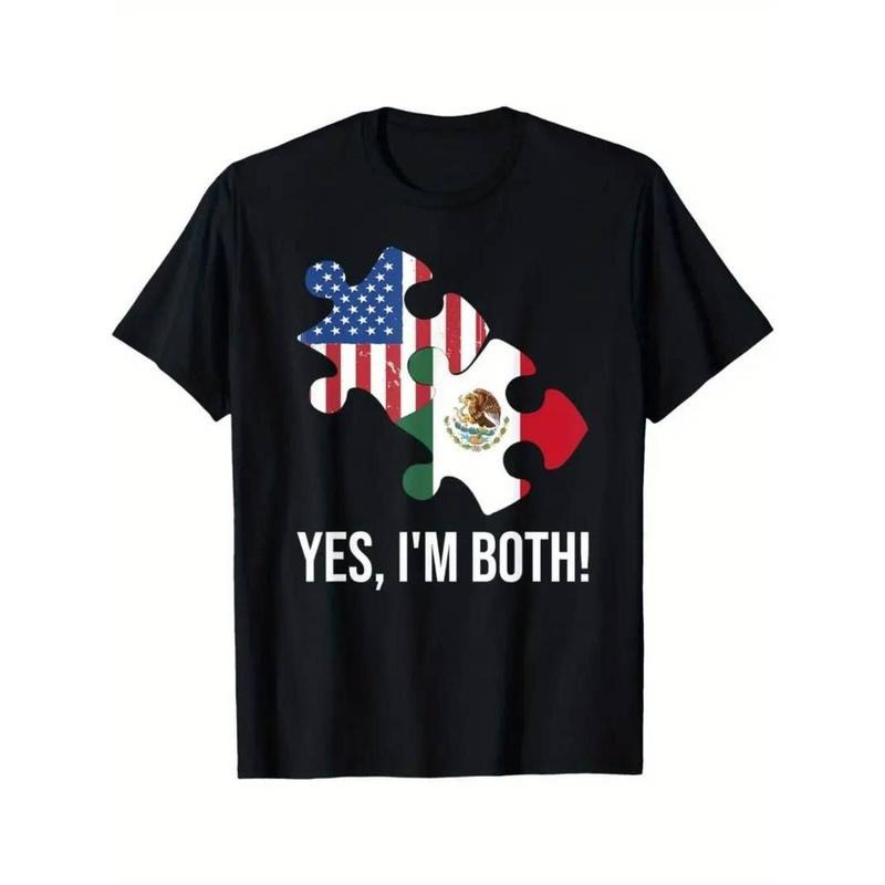[100% Cotton] Men's Casual Cotton T-Shirt with Geometric Flag Pattern - Crew Neck Hoodie Sweatshirt | PrintMintTees.com