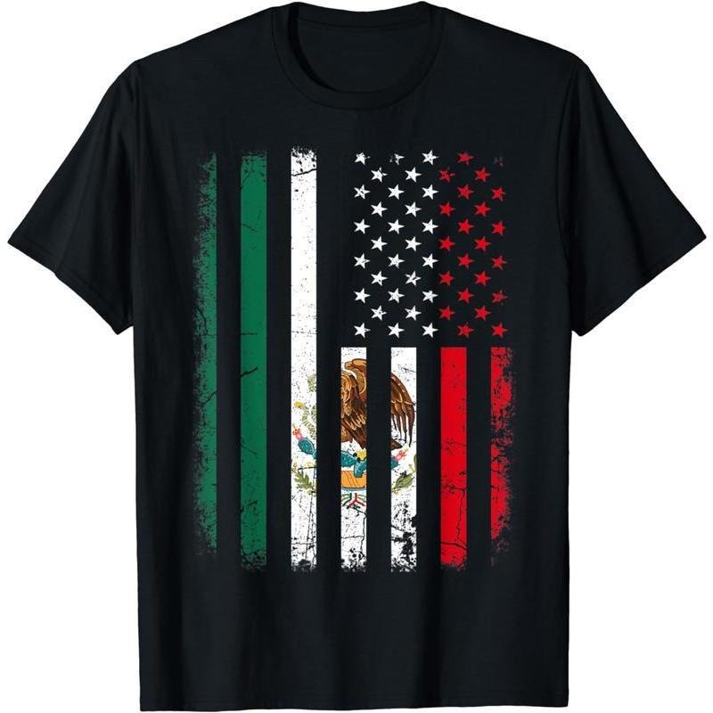 [100% Cotton] Mexican American Flag Mexican Roots Mexico America T-Shirt Hoodie Sweatshirt | PrintMintTees.com