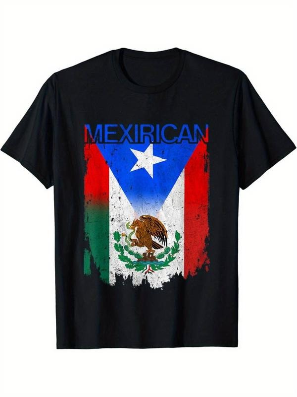 [100% Cotton] Mexican Flag Print T-Shirt, 100% Cotton Crew Neck, Casual All-Season Tee Hoodie Sweatshirt | PrintMintTees.com