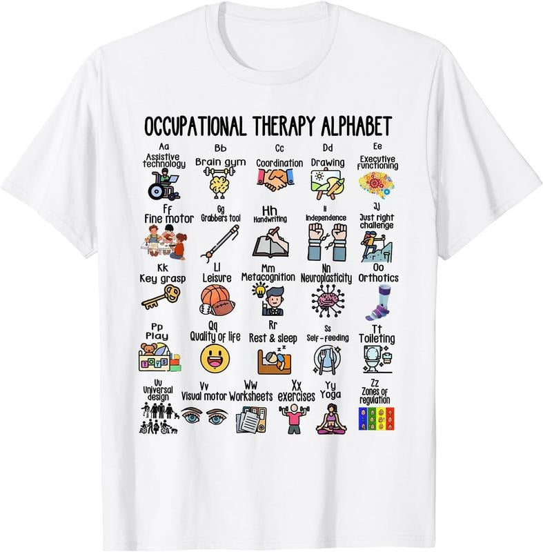 [100% Cotton] Occupational Therapy Alphabet OT Therapist Teacher Assistant T-Shirt White Hoodie Sweatshirt