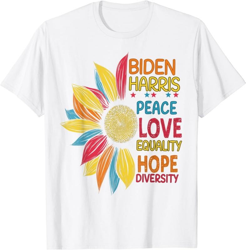 [100% Cotton] Peace Love Equality Hope Diversity Biden Harris 2020 T-Shirt Hoodie Sweatshirt | PrintMintTees.com