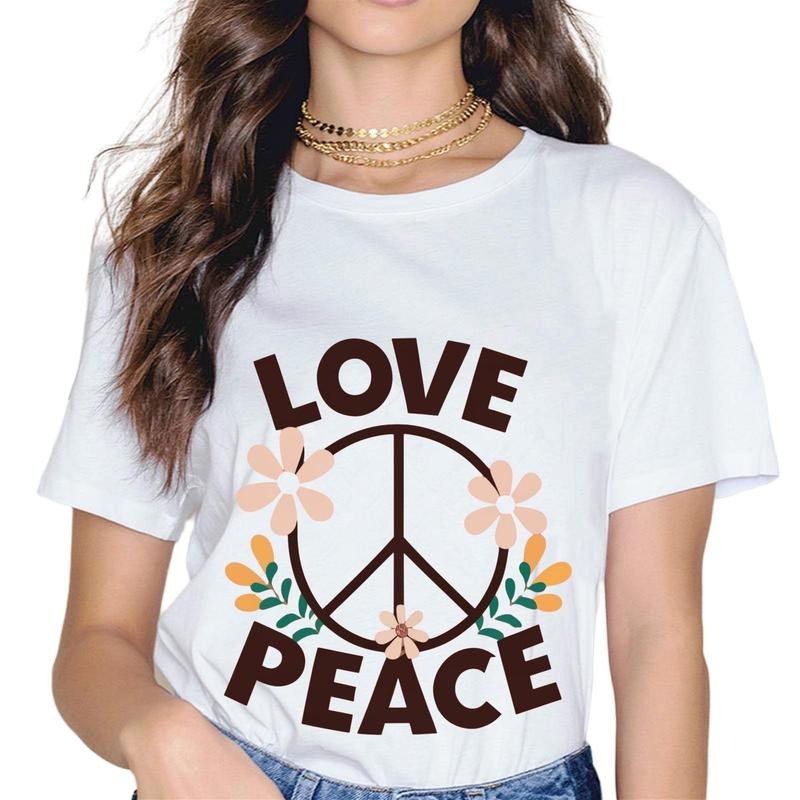 [100% Cotton] Peace Sign Love 60's 70's Hippie Women Mom T-Shirt Hoodie Sweatshirt | PrintMintTees.com