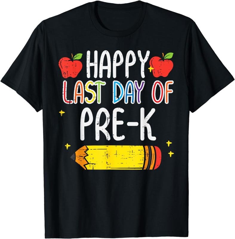 [100% Cotton] Pencil Happy Last Day Of Pre-K School Graduation Teacher T-Shirt Hoodie Sweatshirt | PrintMintTees.com