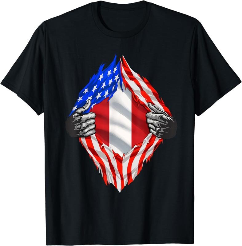 [100% Cotton] Peru Shirt Peruvian American Flag Hispanic Roots Peruvian T-Shirt Hoodie Sweatshirt | PrintMintTees.com