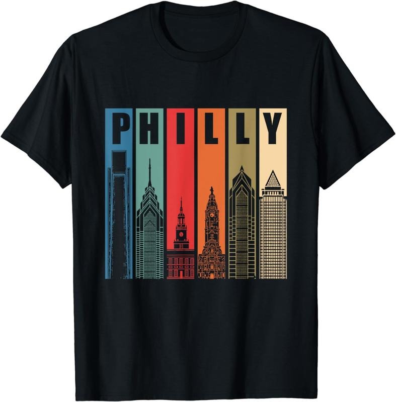 [100% Cotton] Philly Retro Vintage Philadelphia Skyline Philly City Pride T-Shirt Hoodie Sweatshirt | PrintMintTees.com