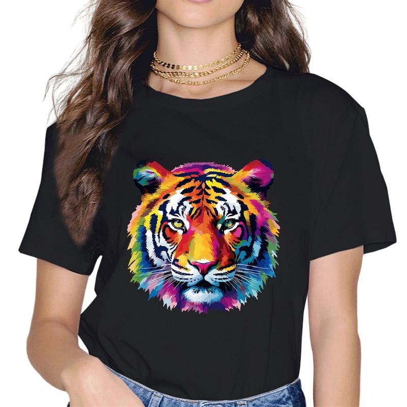 [100% Cotton] Rainbow Tiger Head Vibrant Colorful Tiger T-Shirt Hoodie Sweatshirt | PrintMintTees.com