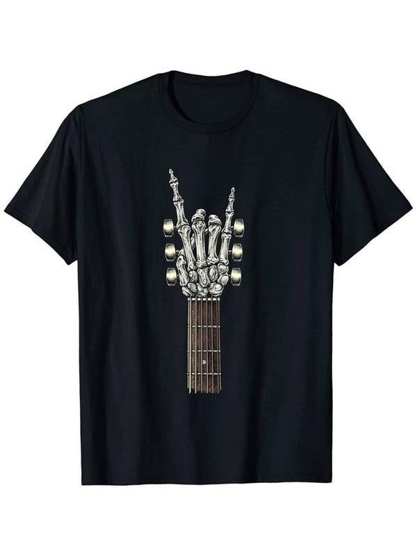 [100% Cotton] Tees For Men, Rock And Roll Guitar Print T Shirt, Casual Short Sleeve Tshirt For Summer Spring Fall Hoodie...