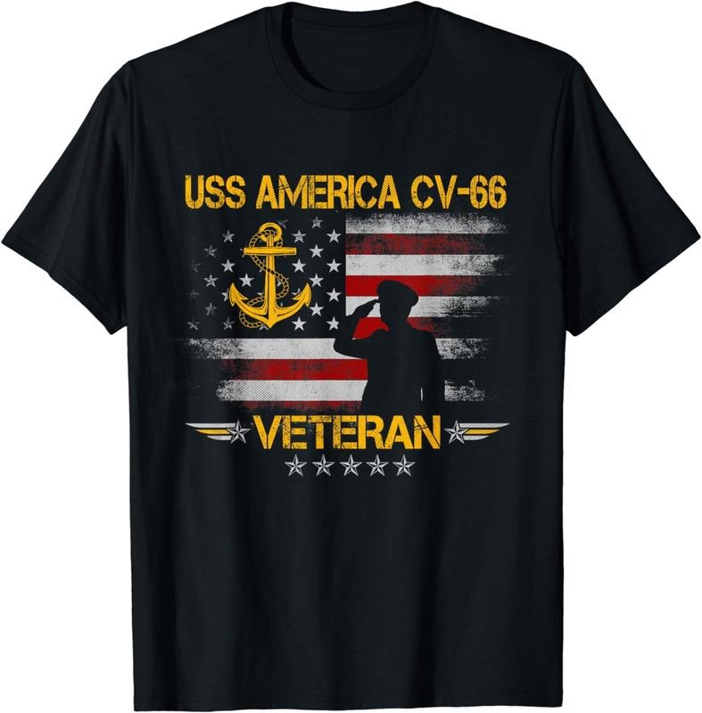 [100% Cotton] USS America CV-66 Aircraft Carrier Veteran Flag Veterans Day T-Shirt Hoodie Sweatshirt | PrintMintTees.com