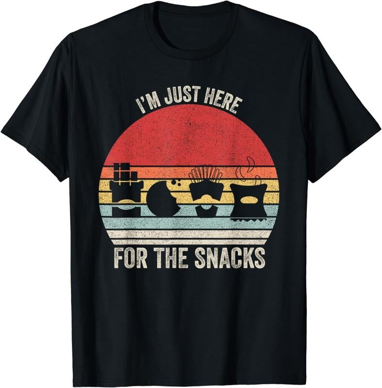 [100% Cotton] Vintage Retro I'm Just Here For The Snacks Shirt Funny Snack T-Shirt Hoodie Sweatshirt | PrintMintTees.com