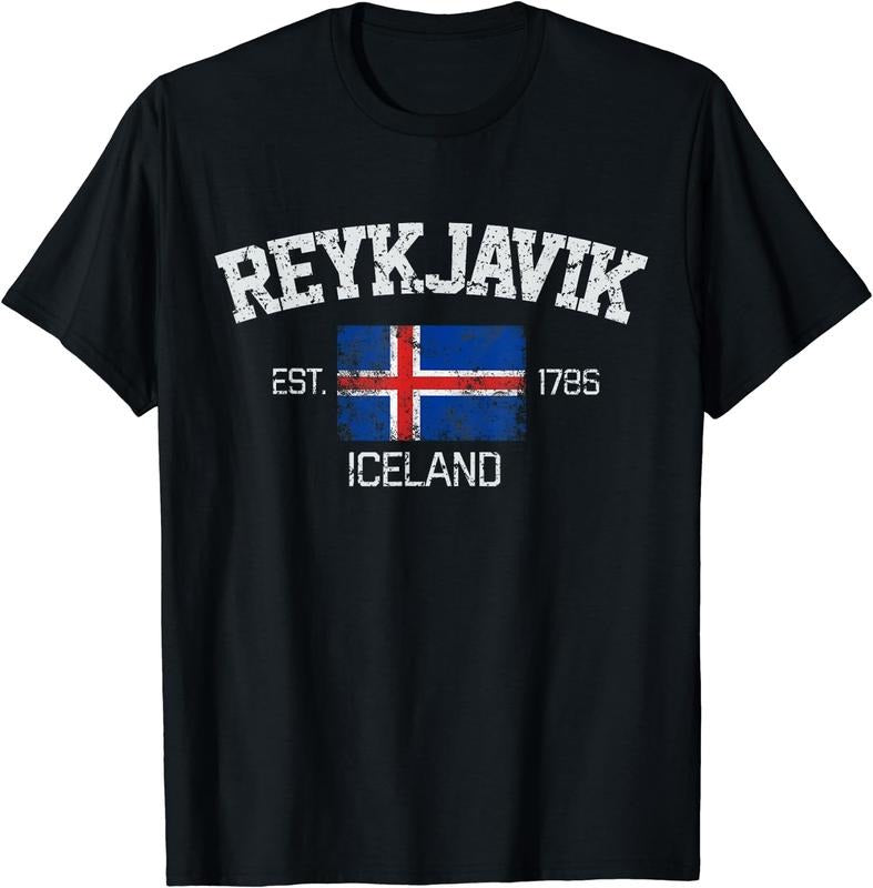[100% Cotton] Vintage Reykjavik Iceland Souvenir Gift T-Shirt Hoodie Sweatshirt | PrintMintTees.com