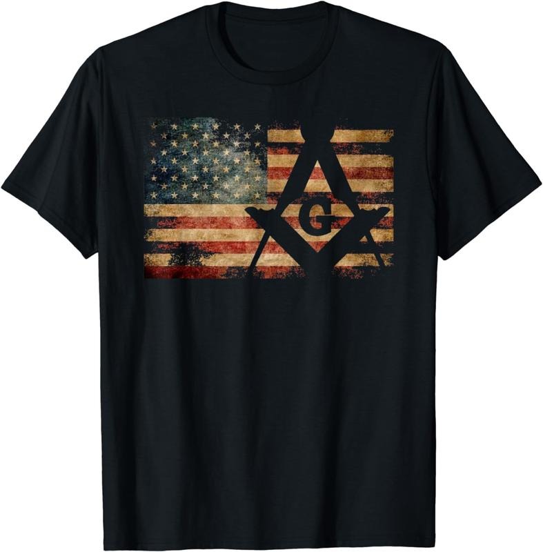 [100% Cotton] Vintage US Mason Flag Square and Compass Masonic Shriner T-Shirt Hoodie Sweatshirt | PrintMintTees.com