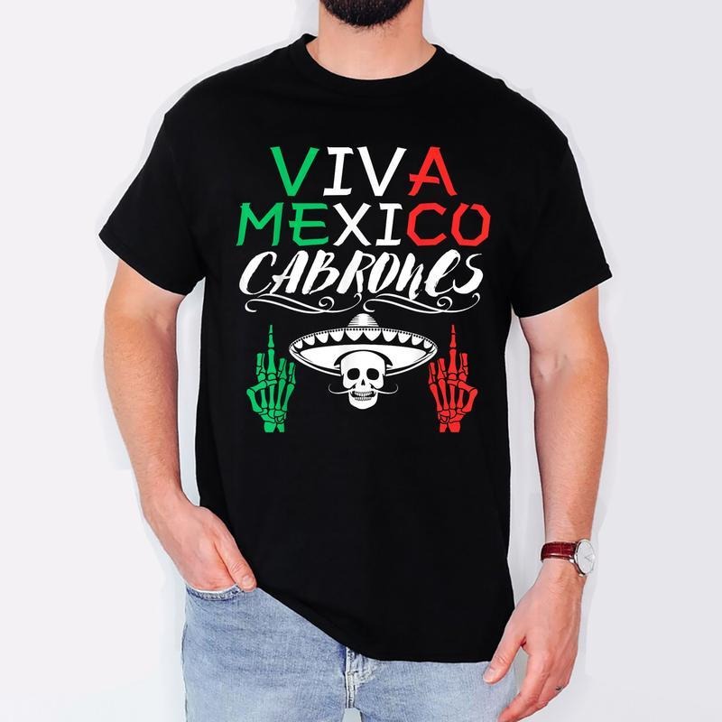 [100% Cotton] Viva Mexico Cabrones Independence Day Mexican Flag Mexico T-Shirt Hoodie Sweatshirt | PrintMintTees.com
