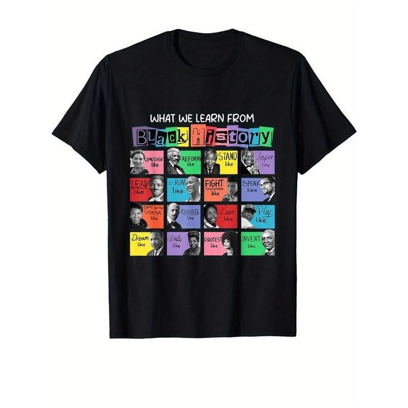 [100% Cotton] What We Learn From Black History T-Shirt Cotton Fun Design DIYMen's Soft Summer and winter breathable...