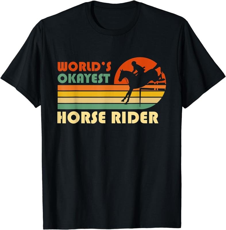 [100% Cotton] World's Okayest Horse Rider - Funny Retro Equestrian Sport T-Shirt Hoodie Sweatshirt | PrintMintTees.com