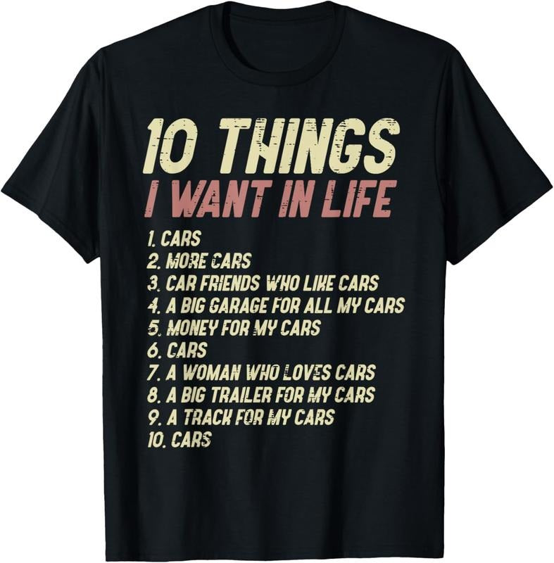 100% Cotton 10 Things I Want In Life Cars Funny Driver Racing Racer Gift T-Shirt Hoodie, Sweatshirt | PrintMintTees.com