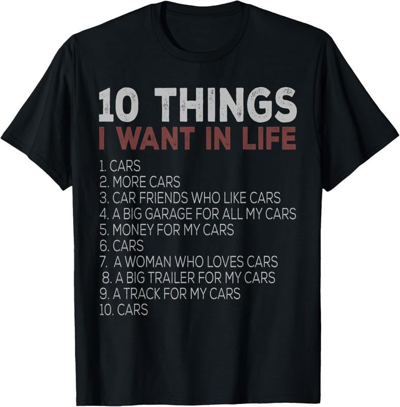 100% Cotton 10 Things I Want In My Life Cars More Cars car t shirts T-Shirt Hoodie, Sweatshirt | PrintMintTees.com