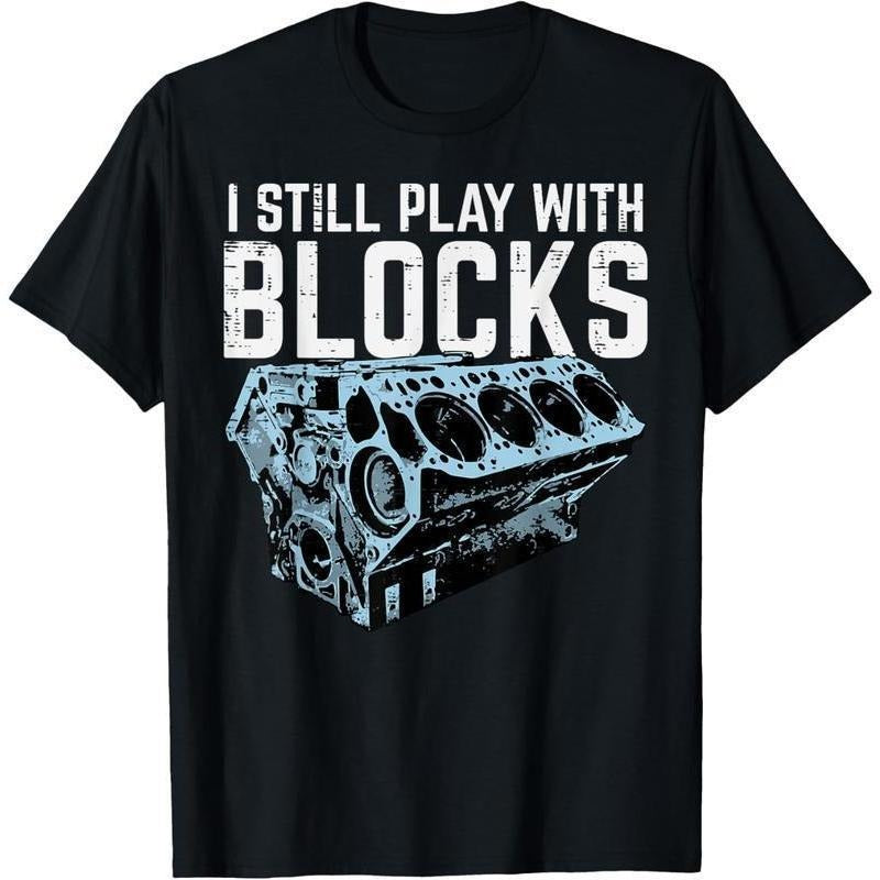 [100% Cotton]100% Cotton Mechanic I Still Play With Blocks Funny Car Engine Men Women T-Shirt style 02 Hoodie Sweatshirt