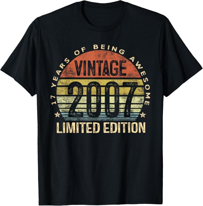 100% Cotton 17 Year Old Gifts Vintage 2007 Limited Edition 17th Birthday T-Shirt Hoodie Sweatshirt | PrintMintTees.com