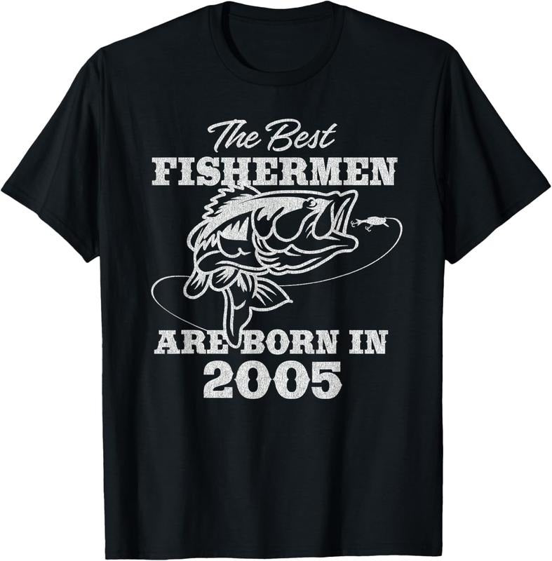 100% Cotton 19 Year Old Fisherman Fishing 2005 19th Birthday T-Shirt Hoodie Sweatshirt | PrintMintTees.com