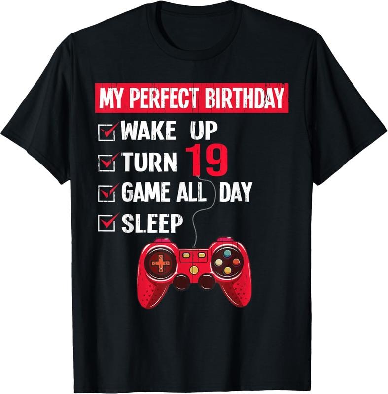 100% Cotton 19 Years Old Gamer 19th Birthday Boy My Perfect Party Gift T-Shirt Hoodie Sweatshirt | PrintMintTees.com