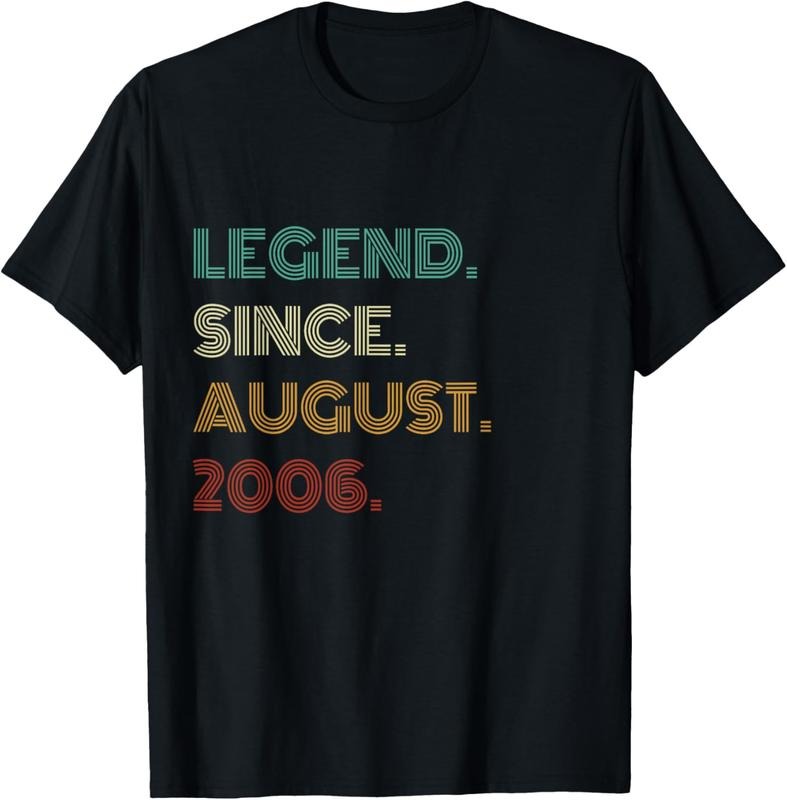 100% Cotton 19 Years Old Legend Since August 2006 19th Birthday T-Shirt Hoodie Sweatshirt | PrintMintTees.com